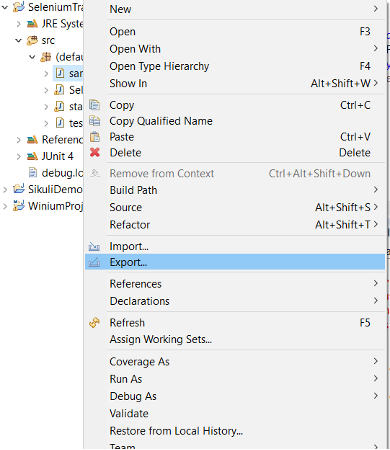 export selenium jars
