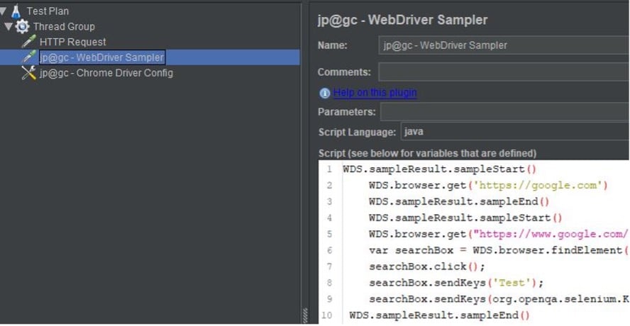 web driver sampler